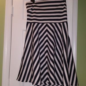 Strapless striped navy & white dress - XL